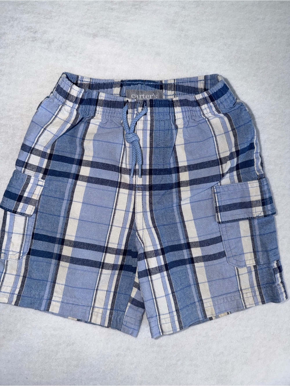 VTG Carter's Toddler Blue Plaid Cargo Shorts
